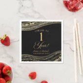 Elegantes Black Gold Agate 1. Jubiläum Party Serviette (Beispiel)