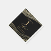 Elegantes Black Gold Agate 1. Jubiläum Party Serviette (Ecke)