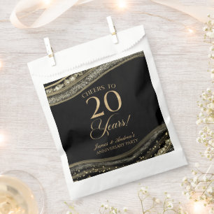 Elegantes Black Gold Agate 20-jähriges Party Geschenktütchen