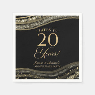Elegantes Black Gold Agate 20-jähriges Party Serviette