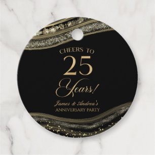 Elegantes Black Gold Agate 25-jähriges Party Geschenkanhänger