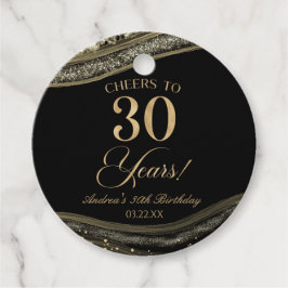 Elegantes Black Gold Agate 30. Geburtstag Party Geschenkanhänger