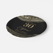 Elegantes Black Gold Agate 30-jähriges Party Pappteller (Schrägansicht)