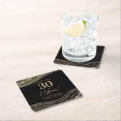 Elegantes Black Gold Agate 30-jähriges Party Rechteckiger Pappuntersetzer (Vor Ort)