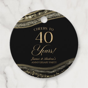 Elegantes Black Gold Agate 40-jähriges Party Geschenkanhänger