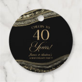 Elegantes Black Gold Agate 40-jähriges Party Geschenkanhänger (Rückseite)