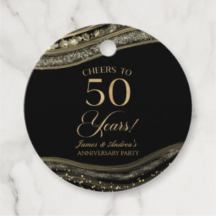 Elegantes Black Gold Agate 50-jähriges Party Geschenkanhänger