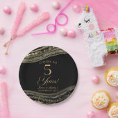 Elegantes Black Gold Agate 5-jähriges Party Pappteller (Party)