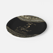 Elegantes Black Gold Agate 5-jähriges Party Pappteller (Schrägansicht)
