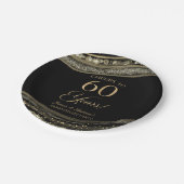Elegantes Black Gold Agate 60-jähriges Party Pappteller (Schrägansicht)