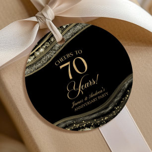 Elegantes Black Gold Agate 70-jähriges Party Geschenkanhänger