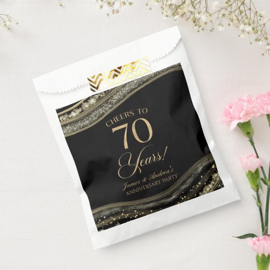 Elegantes Black Gold Agate 70-jähriges Party Geschenktütchen (Versiegelt)