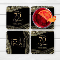 Elegantes Black Gold Agate 70-jähriges Party