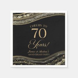 Elegantes Black Gold Agate 70-jähriges Party Serviette