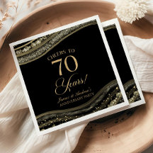 Elegantes Black Gold Agate 70-jähriges Party