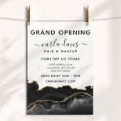 Elegantes Black & Gold Agate Salon Grand Opening Flyer
