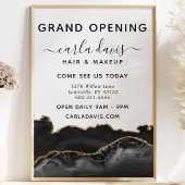Elegantes Black & Gold Agate Salon Grand Opening Flyer