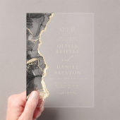 Elegantes Black Gold Agate Wedding Monogram Acryleinladungen (Insitu (Handheld))