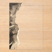 Elegantes Black Gold Agate Wedding Monogram Acryleinladungen (Vorderseite)