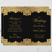 Elegantes Black Gold Antique Folded Wedding Progra (Vorne/Hinten)