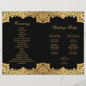 Elegantes Black Gold Antique Folded Wedding Progra (Rückseite)