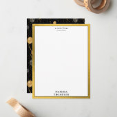 Elegantes Black & Gold Balloons Party Mitteilungskarte (Vorderseite/Rückseite Beispiel)