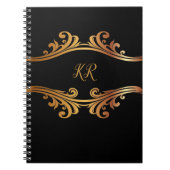 Elegantes Black Gold Banner Design Mit Monogramm Notizblock (Vorderseite)