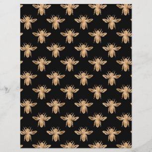 Elegantes Black Gold Bees Muster Scrapbook