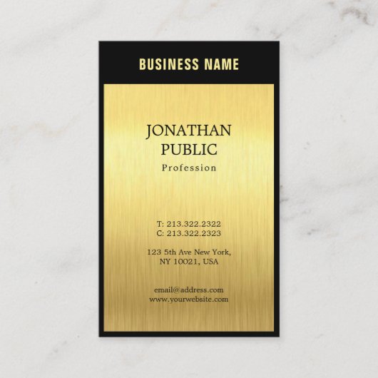 Elegantes Black Gold Beruflich Schlicht Luxus Chic Visitenkarte (Vorderseite)