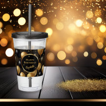 Elegantes Black Gold Birthday Balloons Muster