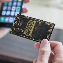 Elegantes Black Gold Boutique Monogramm Visitenkarte