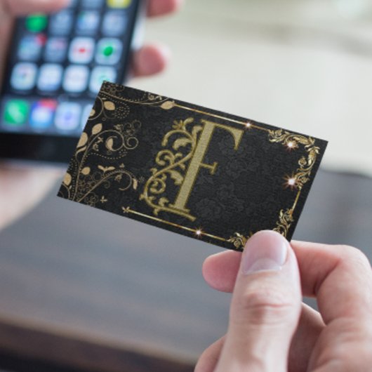 Elegantes Black Gold Boutique Monogramm Visitenkarte