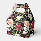 Elegantes Black Gold Burgundy Blush Floral Muster Geschenkschachtel (Rückseite)