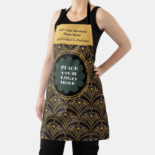 Elegantes Black Gold Business Logo personalisieren Schürze (InSitu)