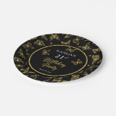 Elegantes Black Gold Butterflies 21. Geburtstag Pa Pappteller (Schrägansicht)