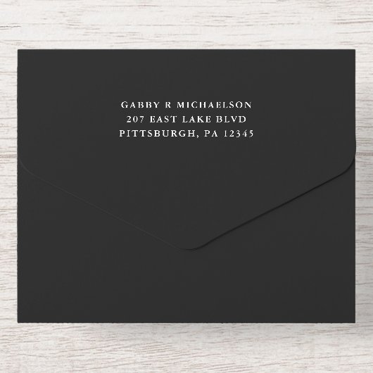 Elegantes Black Gold Confetti Dots Foto Hochzeit All-in-One-Einladung (Rückseite)