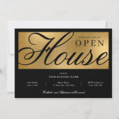 Elegantes Black & Gold Corporate Office Open House Einladung (Vorderseite)