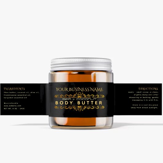 Elegantes Black Gold Cosmetic Jar Wrapper Label Wasserflaschenetikett