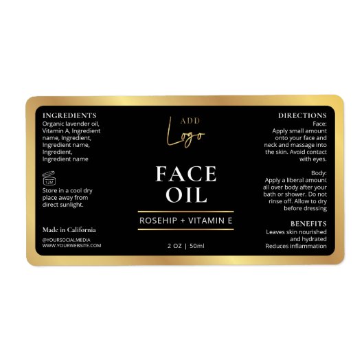 Elegantes Black Gold Cosmetic Skincare Flasche Eti (Vorne)