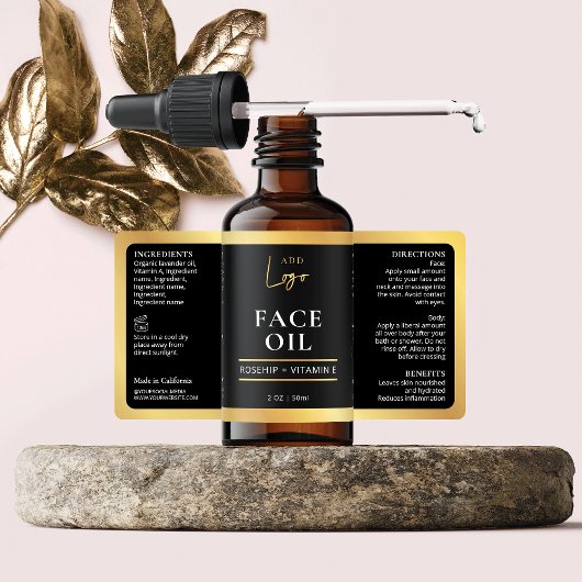 Elegantes Black Gold Cosmetic Skincare Flasche Eti