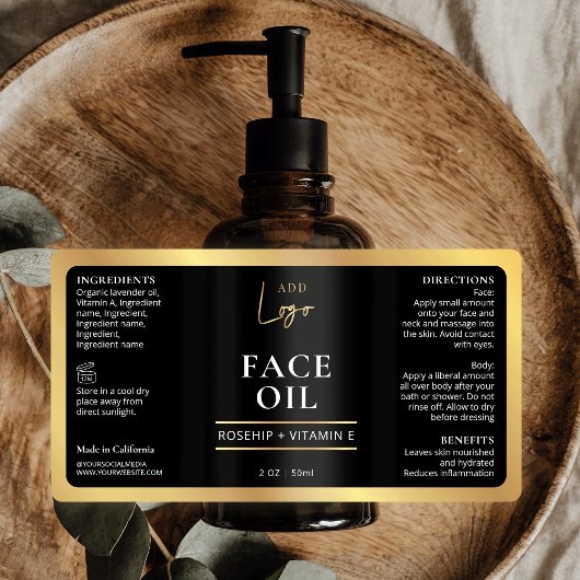 Elegantes Black Gold Cosmetic Skincare Flasche Eti