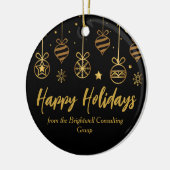 Elegantes Black Gold Custom Business Weihnachtsges Keramik Ornament (Links)