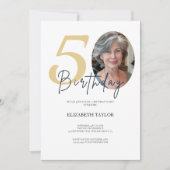 Elegantes Black Gold Custom Foto 50. Geburtstag Einladung (Vorderseite)