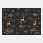 Elegantes Black & Gold Deer Custom Weihnachten Geschenkpapier Set (Vorderseite)
