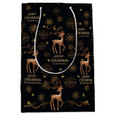 Elegantes Black & Gold Deer Custom Weihnachten Mittlere Geschenktüte (Vorderseite)