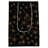 Elegantes Black & Gold Deer Custom Weihnachten Mittlere Geschenktüte (Rückseite)