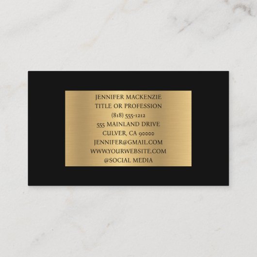 Elegantes Black Gold Einfach Minimalistisch Visitenkarte (Rückseite)