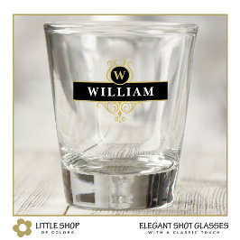 Elegantes Black Gold Emblem Personalisiert Schnapsglas