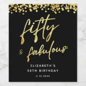 Elegantes Black Gold Fifty und fabelhaft Personali Weinetikett (Einzelnes Label)