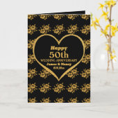 Elegantes Black Gold Floral 50. Hochzeitstag Karte (Gelbe Blume)